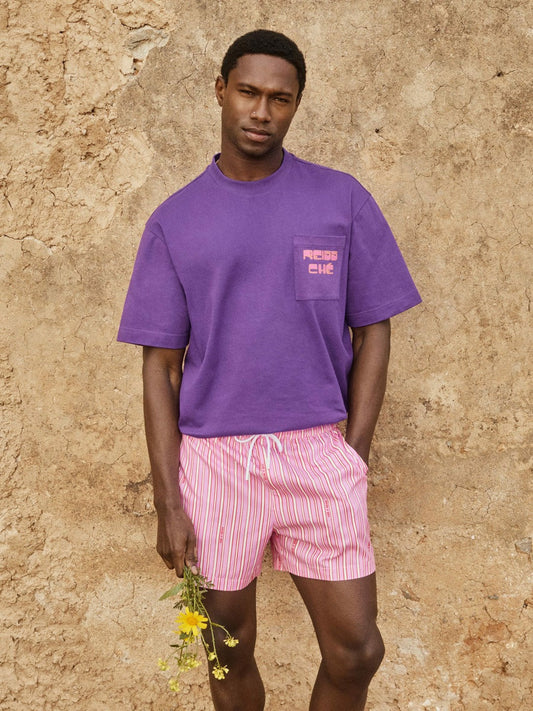 | Ché Stripe Swim Shorts Pink/White | Mens