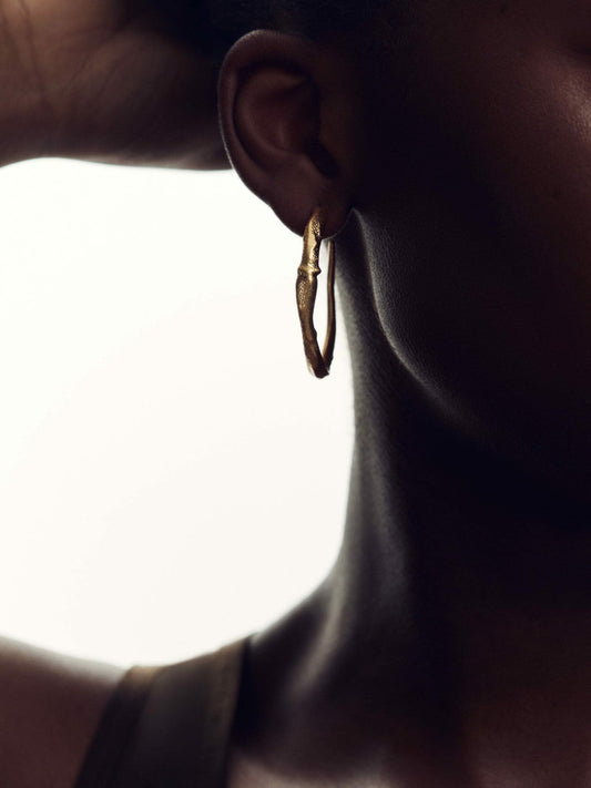 Molten Hoop Earrings Gold Tone | Womens