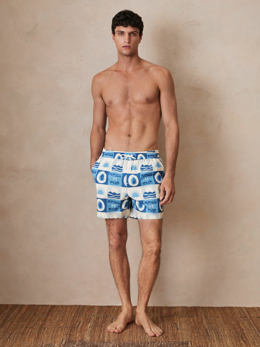 | Ché Sunset-Print Swim Shorts Blue Multi | Mens