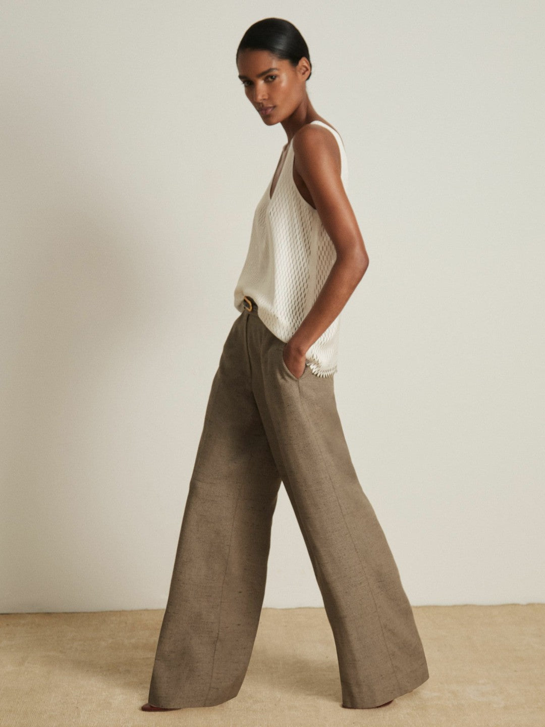 Atelier Laser-Cut Vest Top Cream | Womens