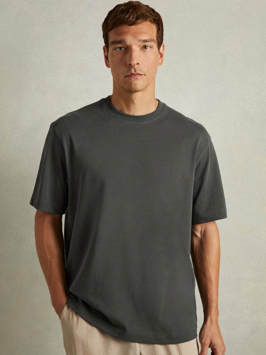 Cotton GarMenst-Dyed Oversized T-Shirt Washed Black | Mens