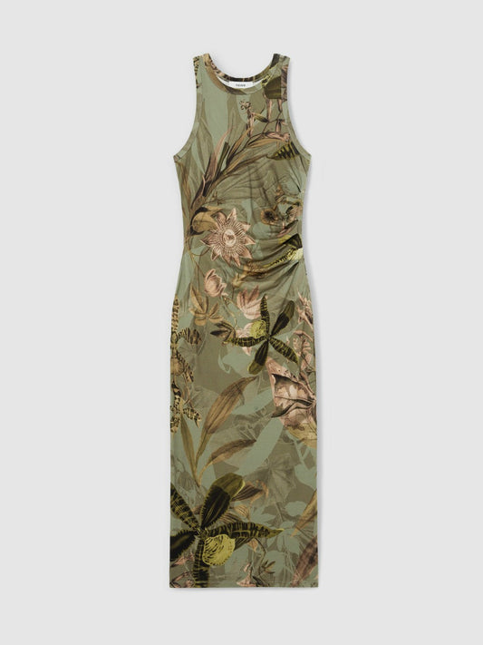 | NYBG Floral Ruched Jersey Dress Khaki | Womens