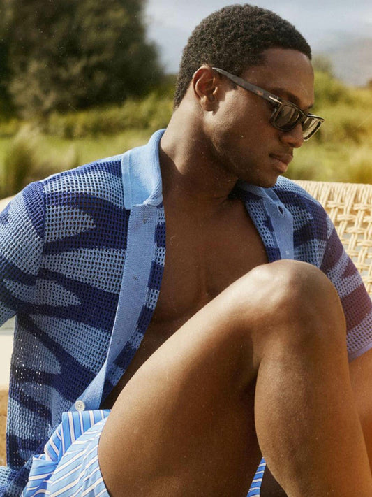 | Ché Wave Crochet Shirt Blue | Mens