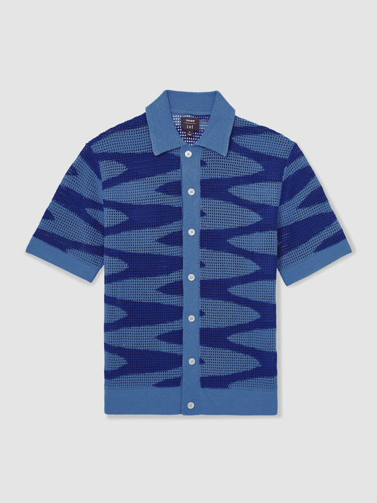 | Ché Wave Crochet Shirt Blue | Mens