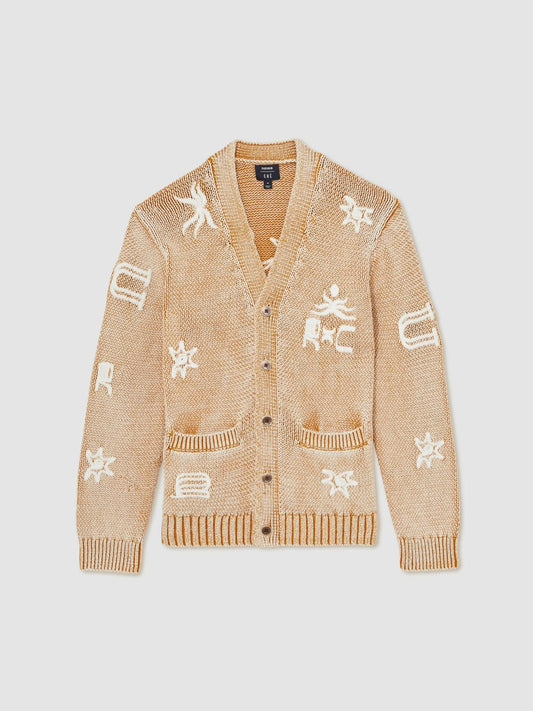 | Ché Motif-Embroidered Cardigan Camel | Mens