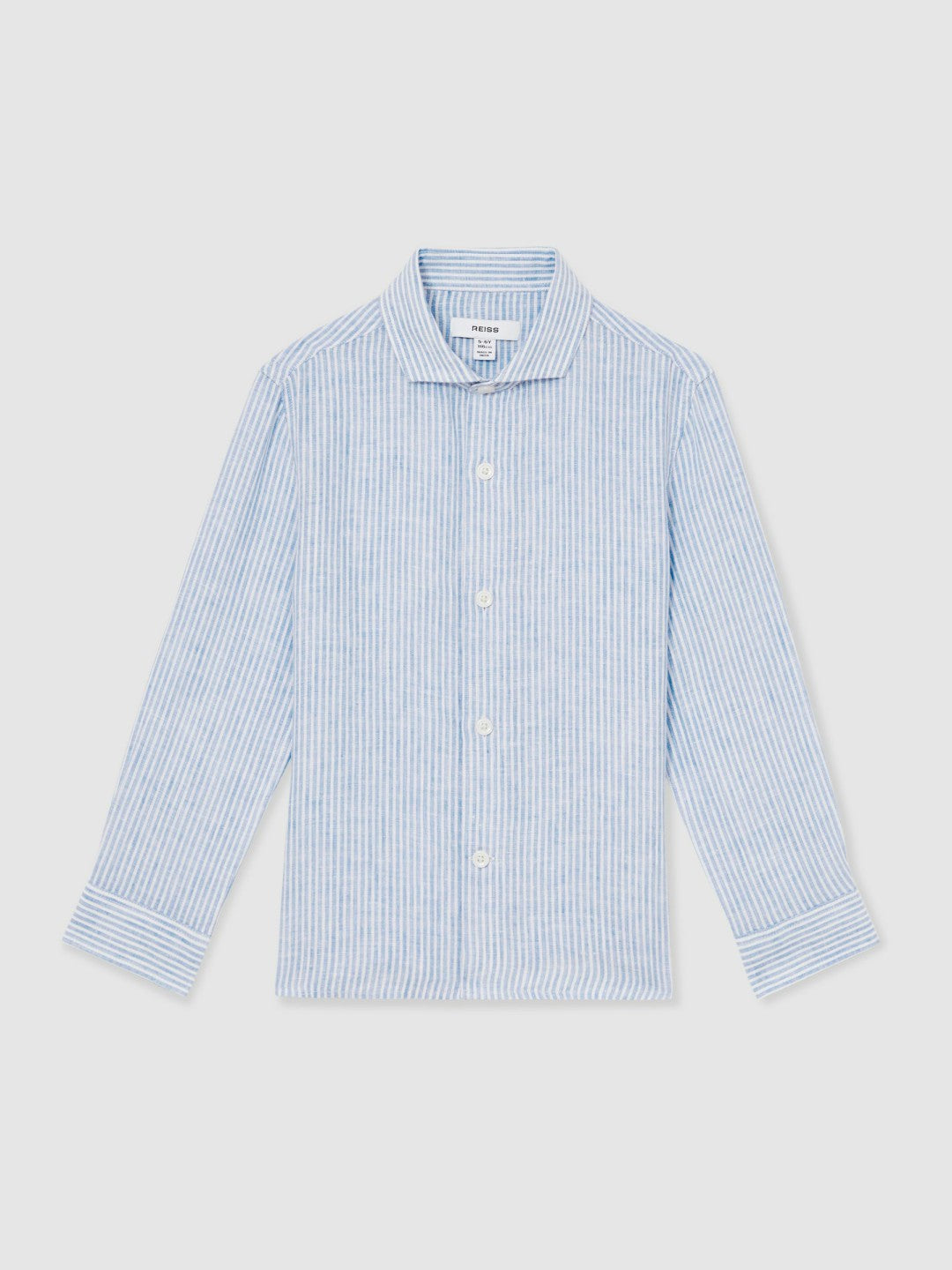 13-14 yrs Linen Cutaway Collar Shirt Blue/White Stripe | Children