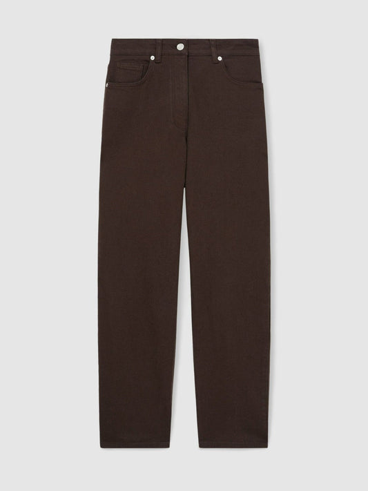 Petite Mid-Rise Straight-Leg Jeans Chocolate | Womens
