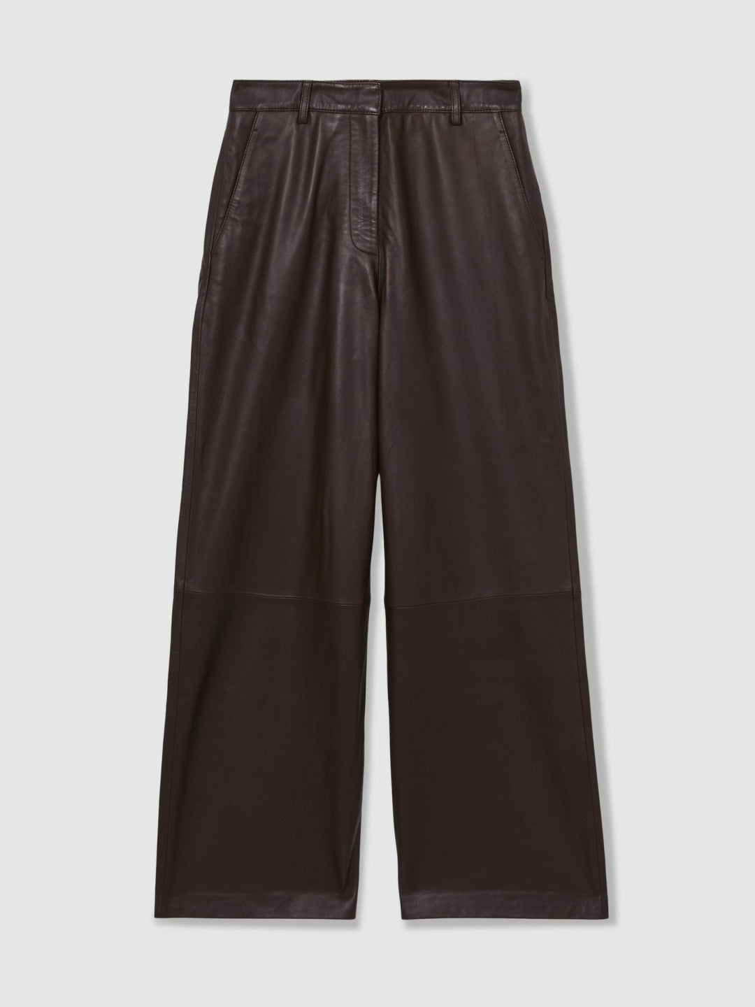 Leather Wide Leg Trousers Chocolate | Womens