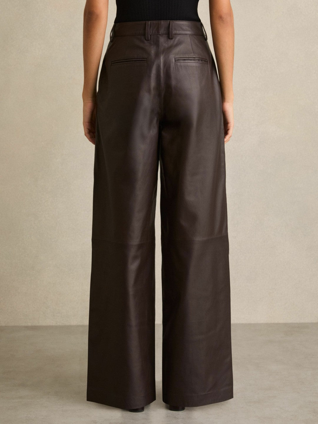Leather Wide Leg Trousers Chocolate | Womens