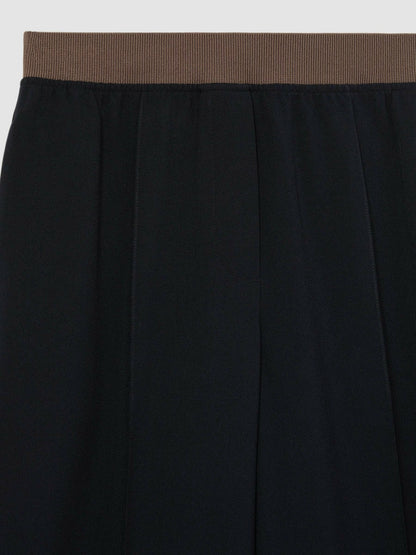 Wide-Leg Elasticated-Waist Trousers Navy | Womens