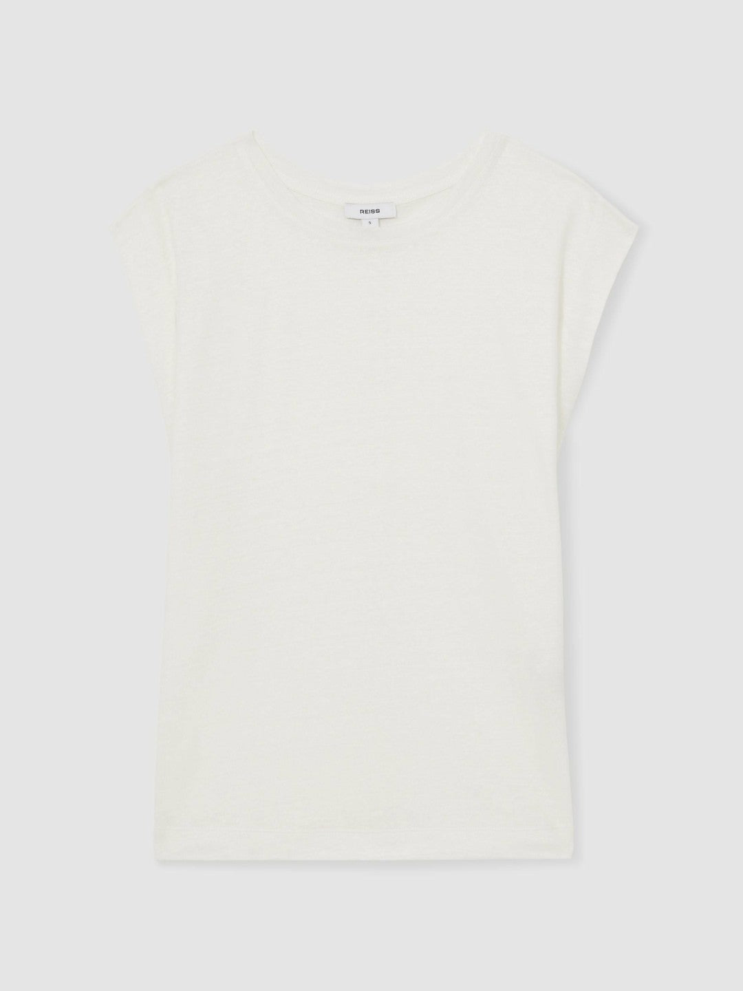 Linen Cap-Sleeve T-Shirt White | Womens