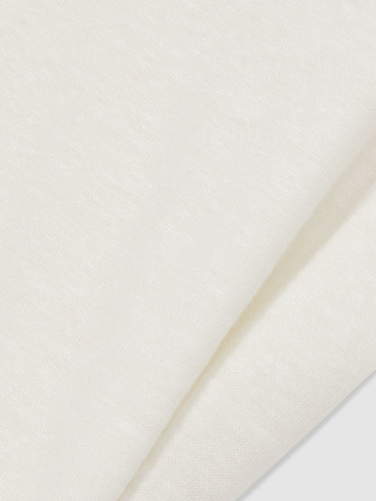 Linen Cap-Sleeve T-Shirt White | Womens