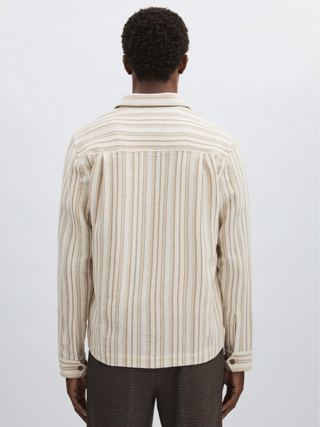 Les Deux Cotton-Blend Stripe Overshirt Ivory | Mens