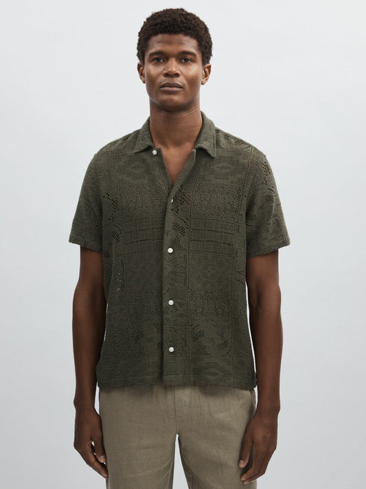 Les Deux Blend Lace Shirt Olive Green | Mens