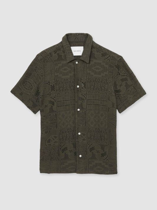 Les Deux Blend Lace Shirt Olive Green | Mens