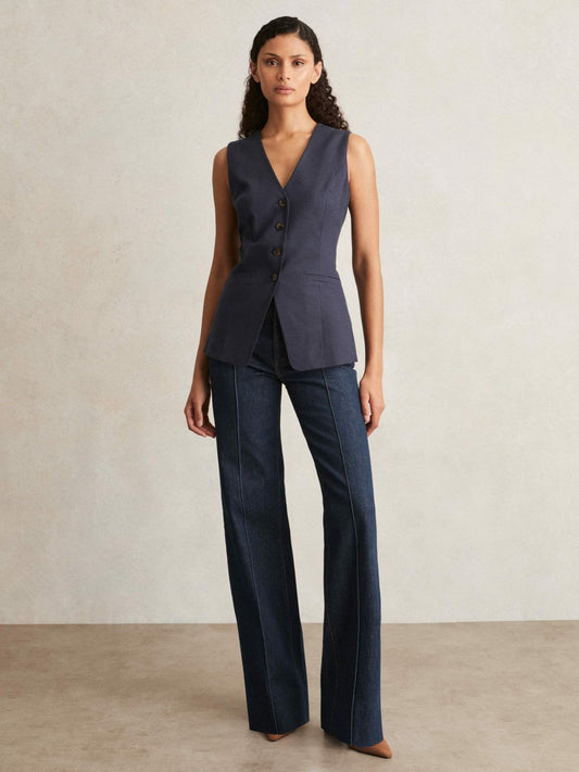 Paige Wide Leg Pintuck Jeans Anais Blue | Womens