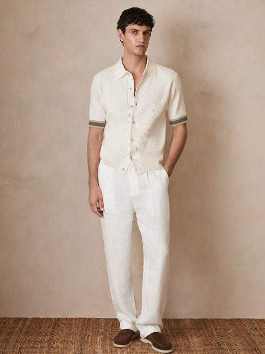 | Ché Textured Cuff-Trim Shirt White | Mens