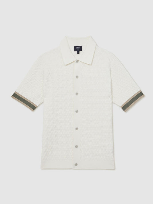 | Ché Textured Cuff-Trim Shirt White | Mens