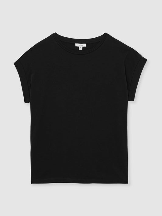 Brushed-Cotton Crew-Neck T-Shirt Black | Womens