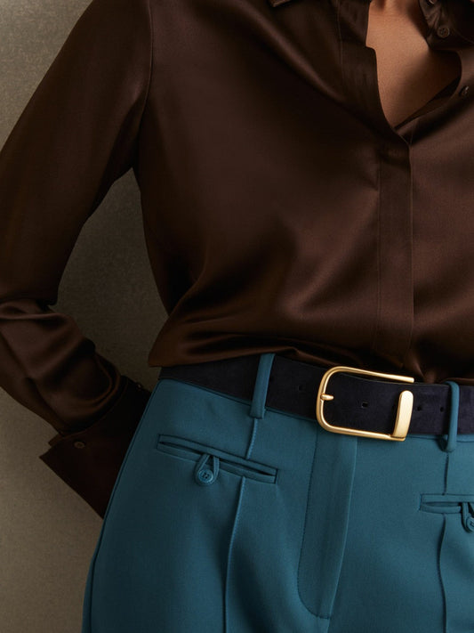 Leather Half Keeper Belt Navy | Womens