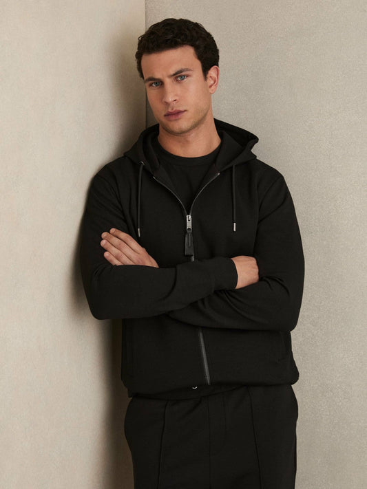 Interlock Zip-Through Hoodie Black | Mens