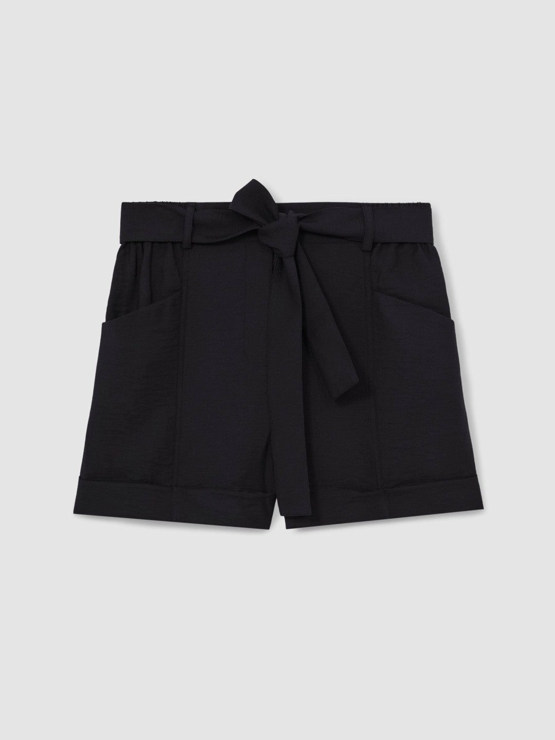 Belted Button Tab Shorts Navy | Womens