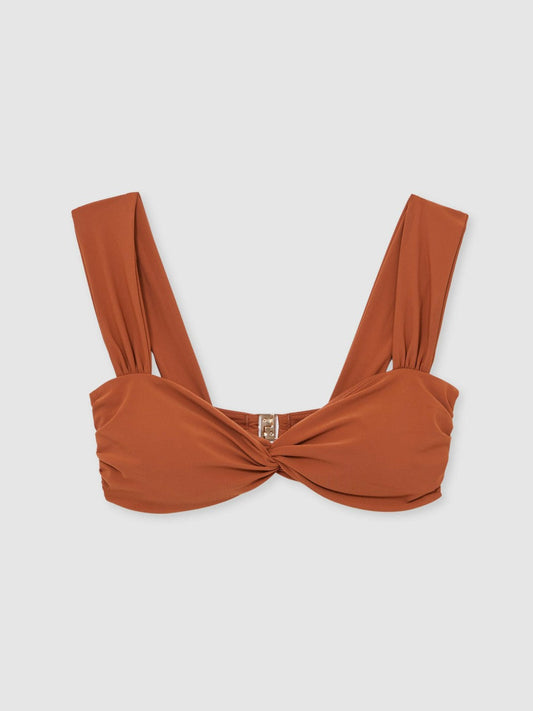 Twist Front Bikini Top Brown | Womens