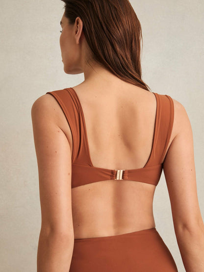 Twist Front Bikini Top Brown | Womens