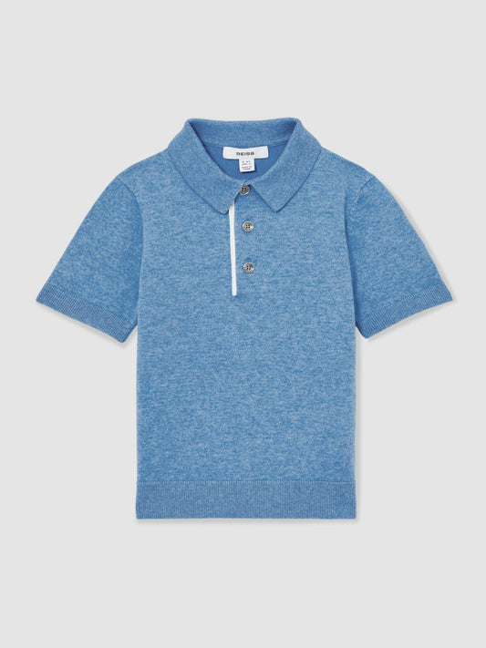 13-14 yrs Contrast Placket Polo Shirt With Cotton Blue | Children