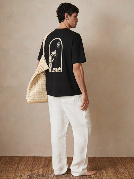 | Ché Cotton Palm-Print T-Shirt Black | Mens