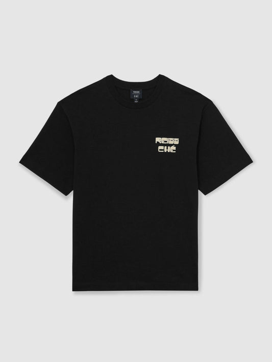 | Ché Cotton Palm-Print T-Shirt Black | Mens