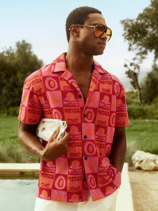 | Ché Sunset Towelling Shirt Pink | Mens