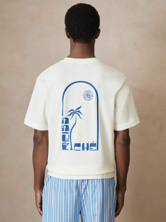 | Ché Cotton Palm-Print T-Shirt White | Mens