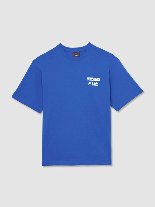 | Ché Cotton Palm-Print T-Shirt Blue | Mens
