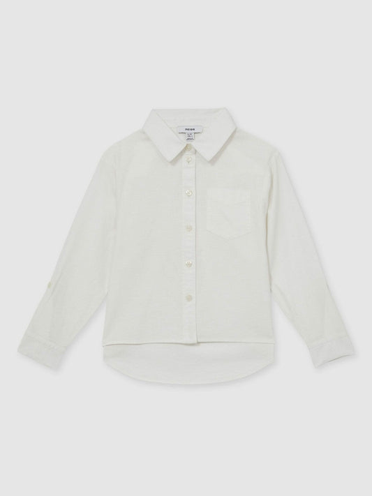 13-14 yrs Linen Roll-Cuff Shirt Ivory | Children