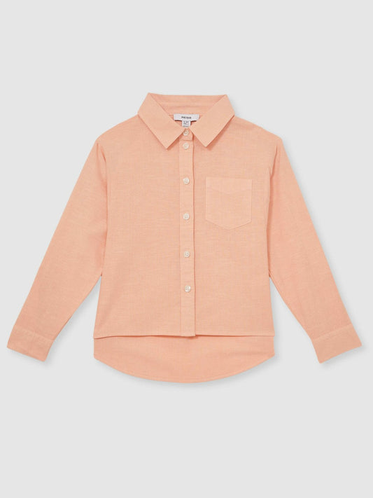 13-14 yrs Linen Roll-Cuff Shirt Peach | Children