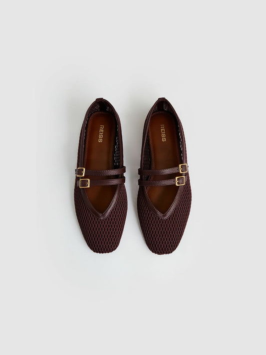 Mesh Double-Strap Ballet Flats Oxblood | Womens
