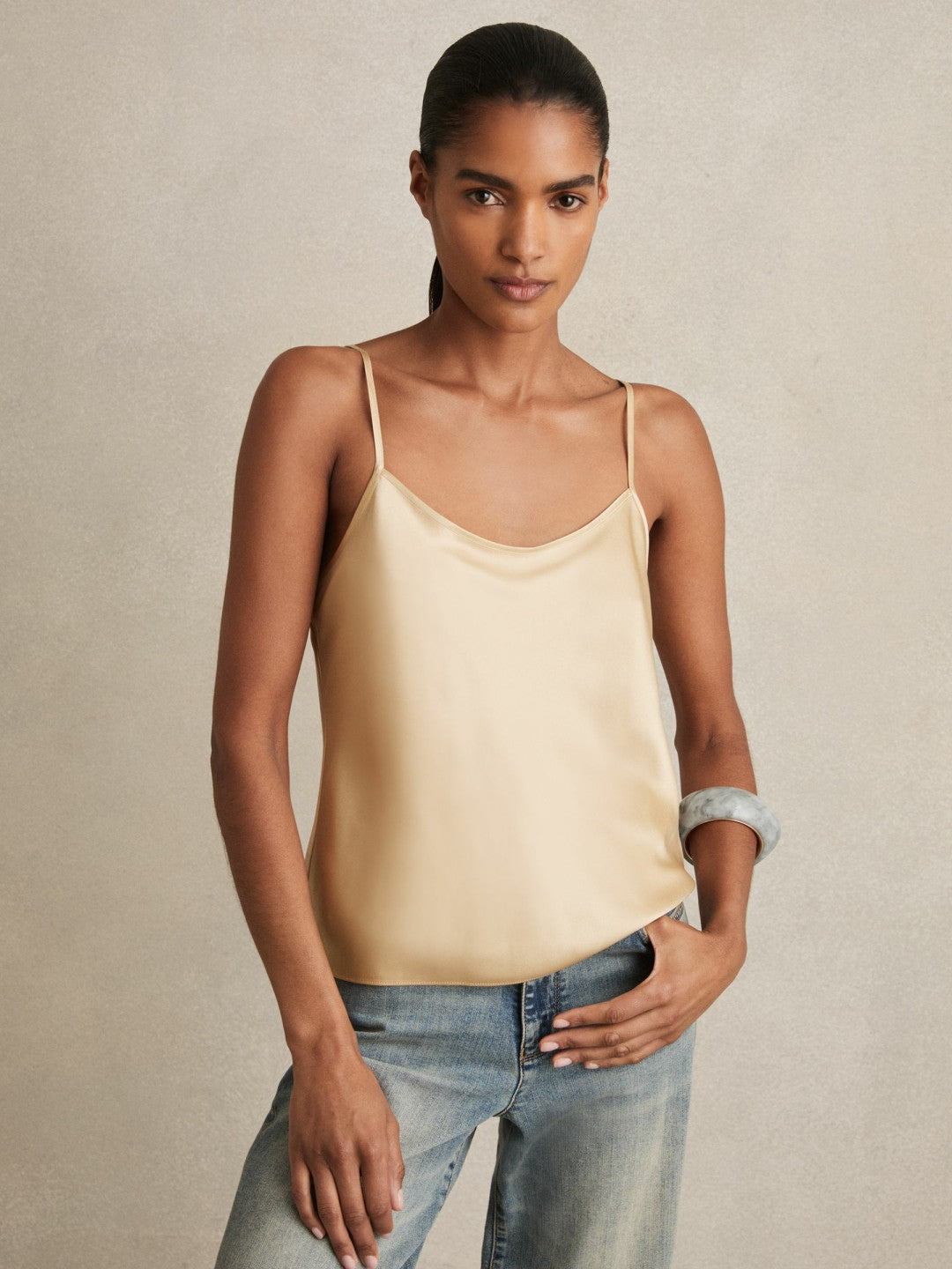 Silk Cami Top Gold | Womens