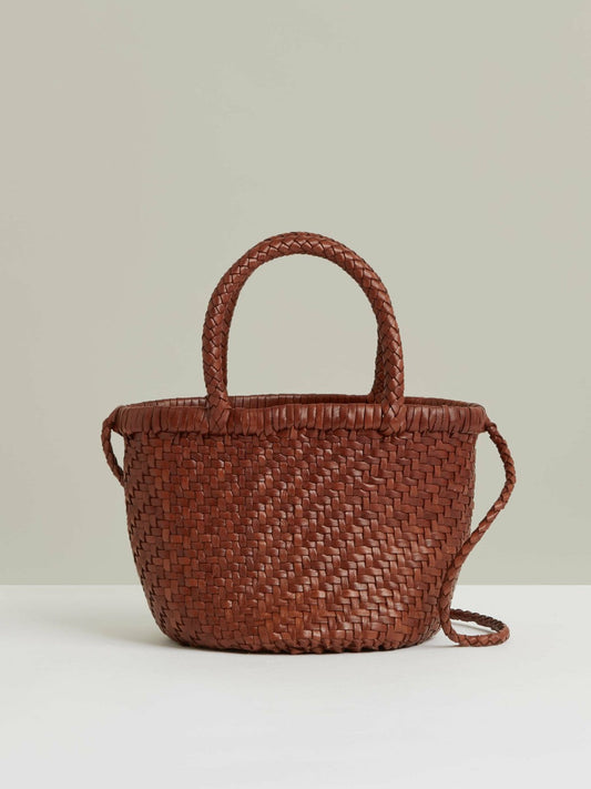 Leather Woven Mini Tote Bag Tan | Womens