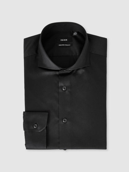 Slim Fit Slim-Fit Cotton Double-Cuff Shirt Black | Mens