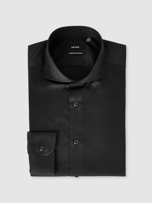 Slim Fit Slim-Fit Cotton Double-Cuff Shirt Black | Mens