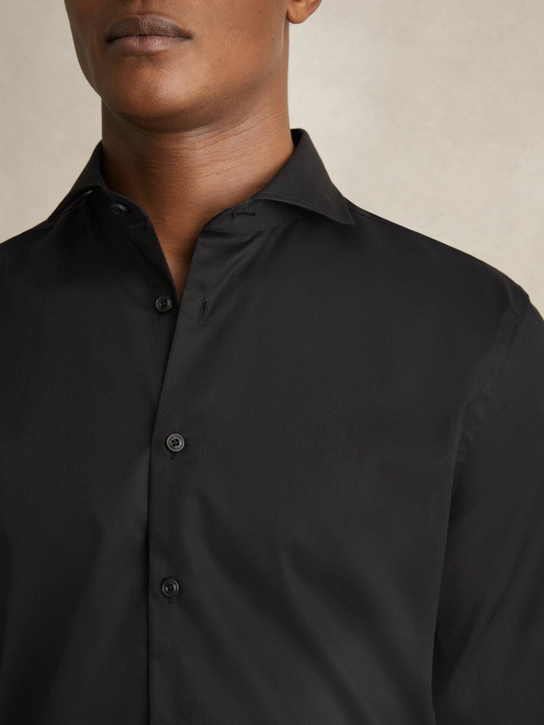 Slim Fit Slim-Fit Cotton Double-Cuff Shirt Black | Mens