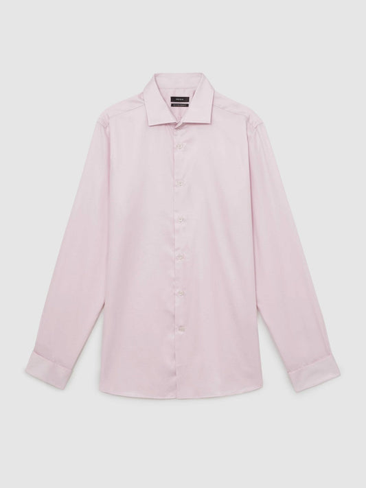 Regular Fit Slim-Fit Cotton-Sateen Shirt Pink | Mens