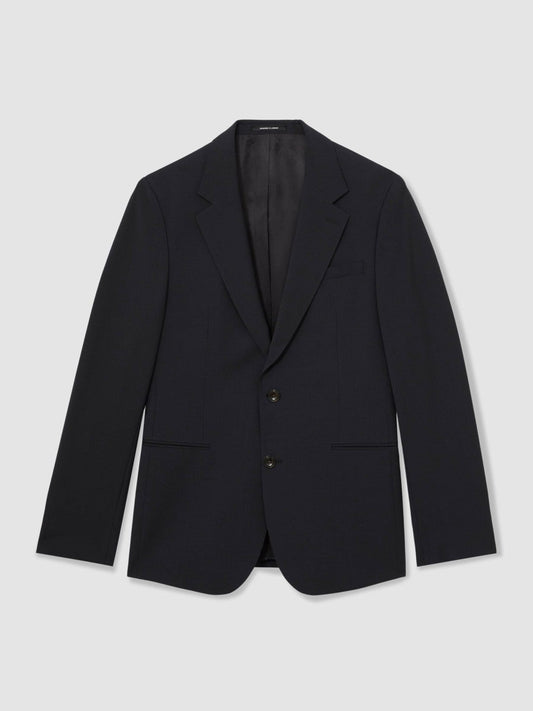 Wool-Blend Single-Breasted Suit Blazer Slim-Fit Navy | Mens