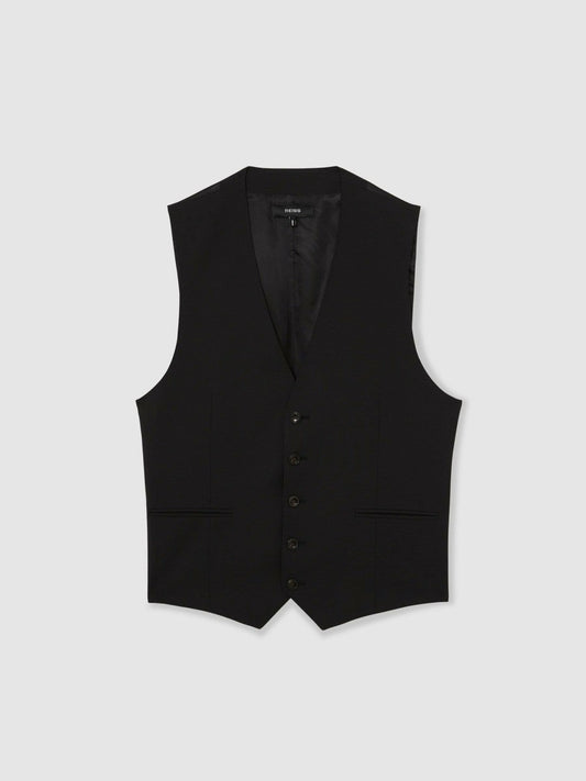 Wool-Blend Slim-Fit Waistcoat Black | Mens