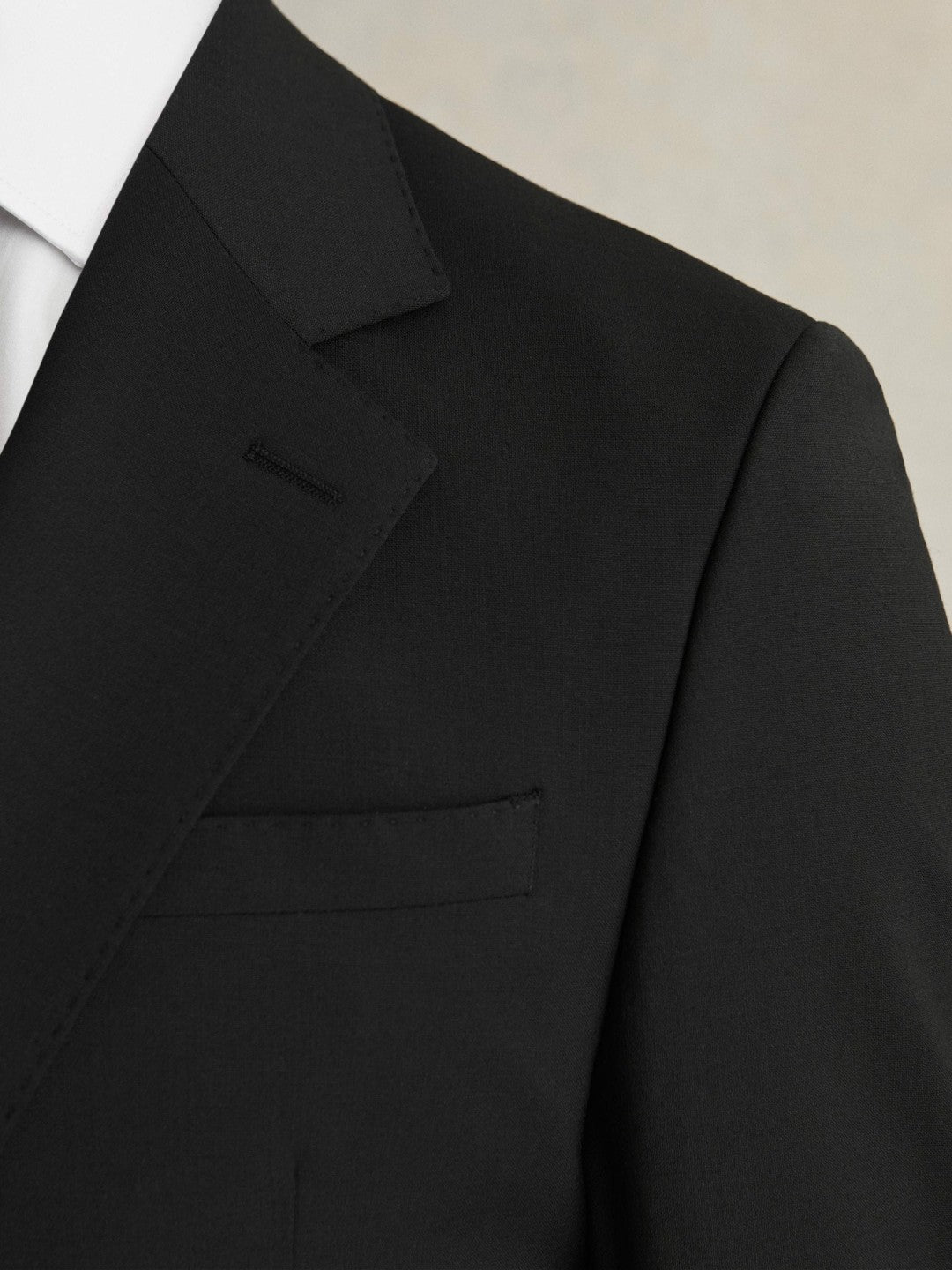 Wool-Blend Single-Breasted Suit Blazer Slim-Fit Black | Mens