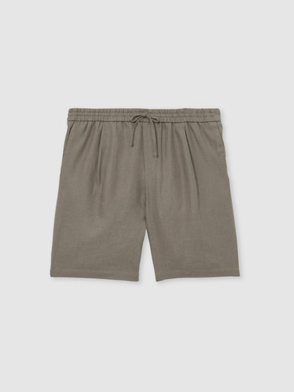 Linen Drawstring Shorts Mushroom Brown | Mens
