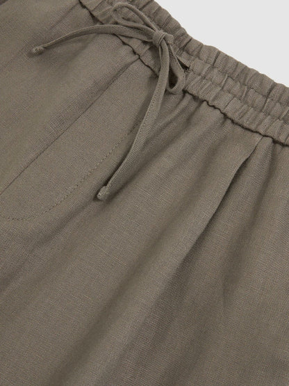 Linen Drawstring Shorts Mushroom Brown | Mens