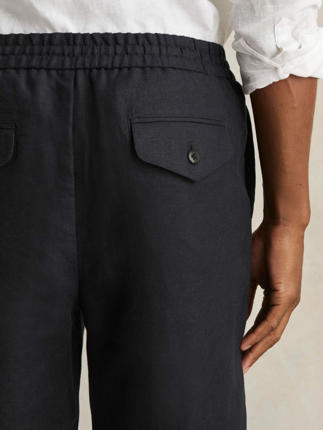 Linen Drawstring Shorts Navy | Mens