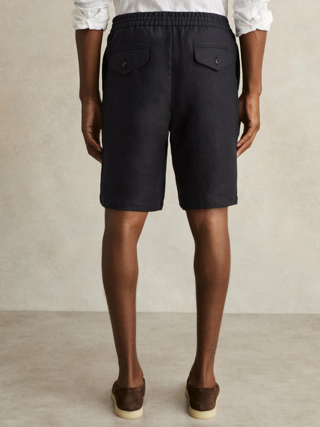 Linen Drawstring Shorts Navy | Mens